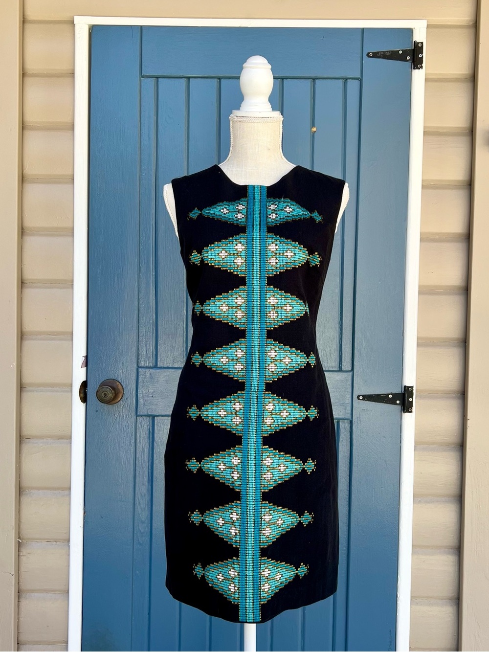 Anthropologie Tabitha Diamond Sheath Embroidered Dress, women’s Size 6